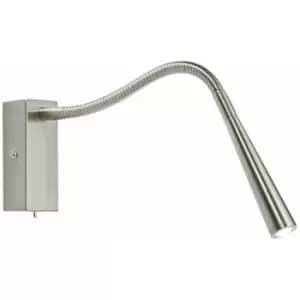 Adjustable LED Wall Light Warm White Brushed Chrome Flexible Bedside Task Lamp