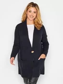 Yours Button Detail Cardigan Navy, Blue, Size 14, Women