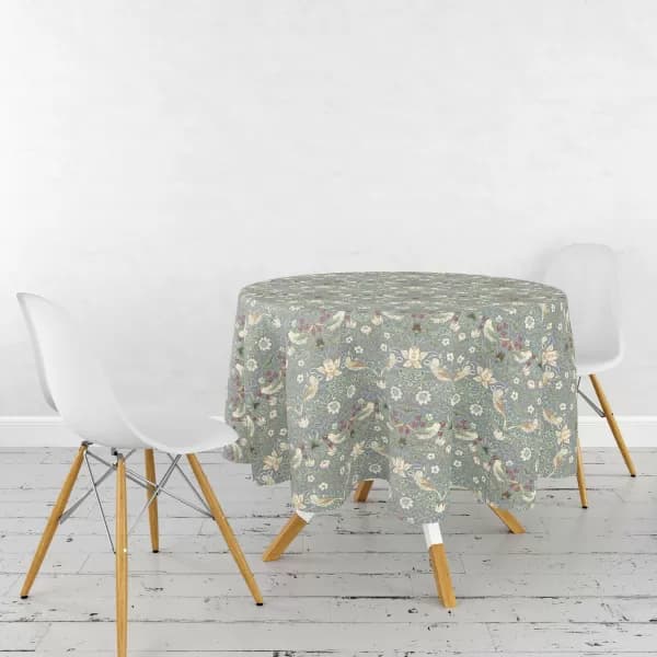 William Morris Strawberry Thief Circular Tablecloth Strawberry Thief Blue
