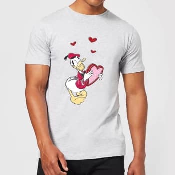 Disney Donald Duck Love Heart Mens T-Shirt - Grey - XS - Grey
