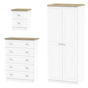 Robert Dyas Wilcox Wardrobe - Chest of Drawers and Bedside Cabinet Set - Porcelain Ash