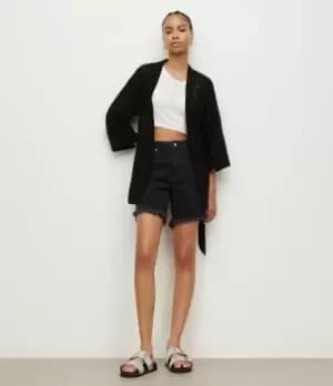 AllSaints Womens Carina Ossia Embroidered Kimono, Black, Size: 10