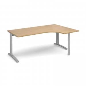 TR10 Right Hand Ergonomic Desk 1800mm - Silver Frame Oak Top