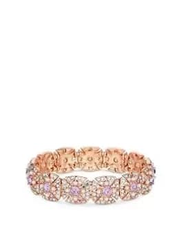 Mood Rose Gold Purple And Pearl Cluster Station Stretch Bracelet, Rose Gold, Women