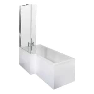 Nuie 1500mm Left Hand Square Shower Bath Set - White