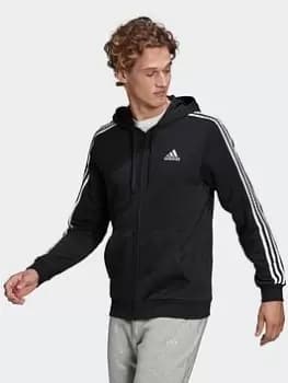 adidas Originals Essentials French Terry 3-stripes Full-zip Hoodie, Blue/White Size M Men