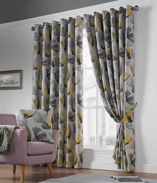 Amsterdam Blockout Ready Made Eyelet Curtains Ochre