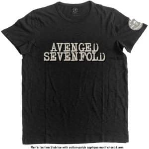 Avenged Sevenfold - Logo & Death Bat Unisex Large T-Shirt - Black