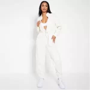 I Saw It First Brushback Toggle Waist Long Sleeve Jumpsuit - White