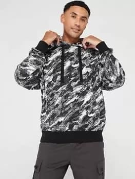 HUGO Dednex Allover Print Overhead Hoodie, Black Size M Men