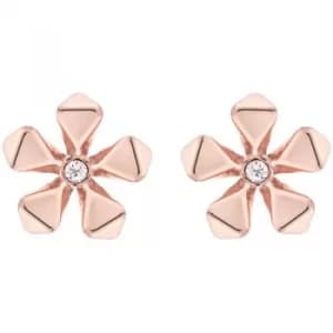 Ladies Karen Millen Rose Gold Plated Petite Geo Flower Stud Earring