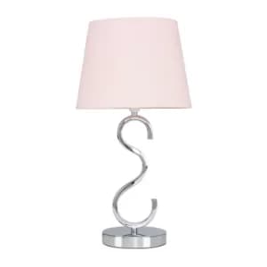 Cabonna Chrome Touch Table with Dusty Pink Aspen Shade