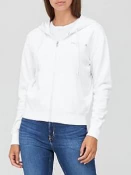 Calvin Klein Jeans Institutional Back Logo Zip Through Hoodie - White