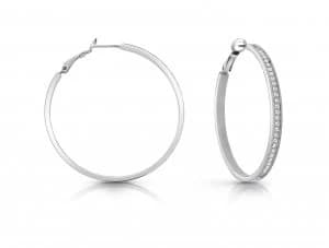 Guess Silver Plated Pave Hoop Earrings