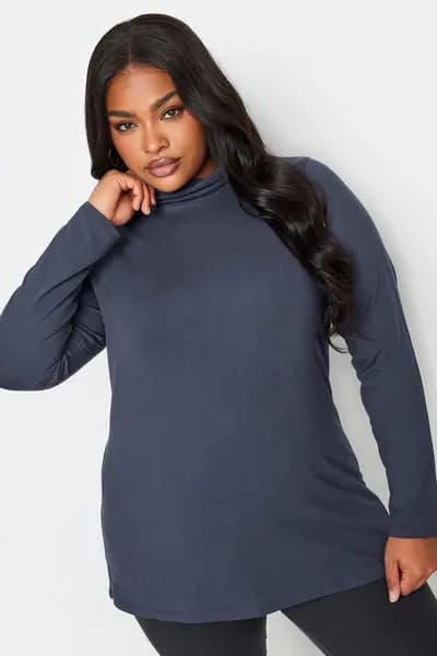 Yours Turtle Neck Top Dark Navy