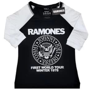 Ramones - First World Tour 1978 Ladies Large T-Shirt - Black,White