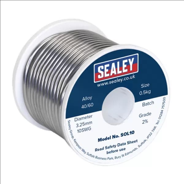 Genuine SEALEY SOL10 Solder Wire Quick Flow 3.25mm/10SWG 40/60 0.5kg Reel