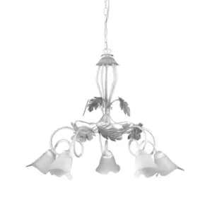 Marilena 5 Light Multi Arm Pendant Ceiling Light, White, Silver