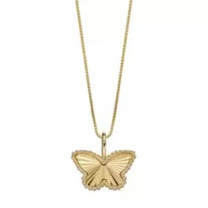 9ct Granulation And Diamond Cut Yellow Gold Butterfly Pendant Pendant GP2248