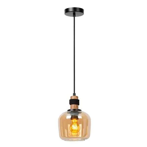 Lucide Lucide Ilona Small Glass Ceiling Pendant Light - Amber