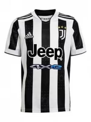 adidas Juventus Youth Home 20/21 Shirt, White/Black, Size 7-8 Years