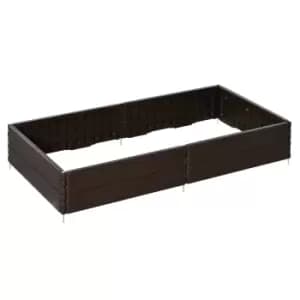 Outsunny Raised Garden Bed For Veggies Flowers 6 Panels Outdoor Planter Box - Brown