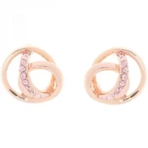Ladies Karen Millen Rose Gold Plated Crystal Ribbon Stud Earring