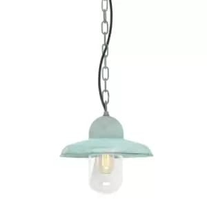 Outdoor IP44 1 Bulb Chain Lantern Verdigris LED E27 100W Bulb Hanging Light