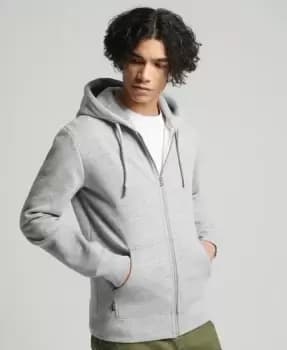 Superdry Mens Organic Cotton Vintage Logo Embroidered Zip Hoodie Grey / Athletic Grey Marl - Size: L
