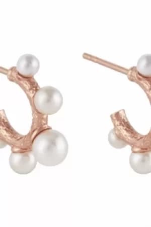 Olivia Burton Rose Gold Coral Pearl Hoop Earrings OBJSCE40
