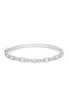 Sterling Silver 925 Cubic Zirconia Besel Set Stone Bangle Bracelet