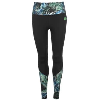 USA Pro Little Mix Panel Tights Ladies - Black/Palm (L)