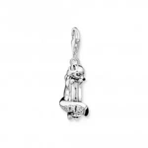 Sterling Silver Enamel Quartz Zirconia Fox Charm 1901-129-7