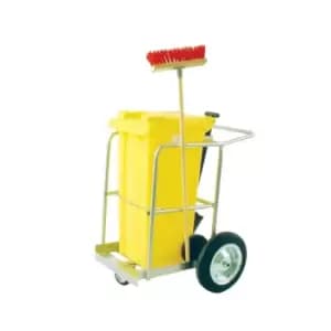 Street Cleaning Barrow with 120L Blue Wheelie Bin, Brush And Shovel