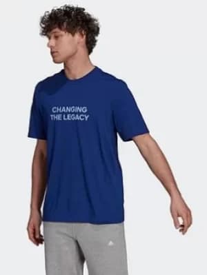 adidas Short Sleeve Graphic T-Shirt, Blue Size M Men