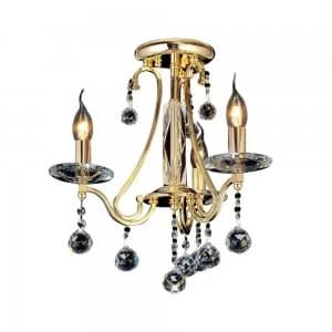 Semi Flush Ceiling 3 Light French Gold, Crystal