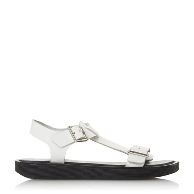 Dune White Leather 'Langlie T' Peep Toe Sandals - 3