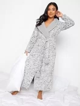 PixieGirl Petite Contrast Animal Maxi Robe, Grey, Size 12-14, Women