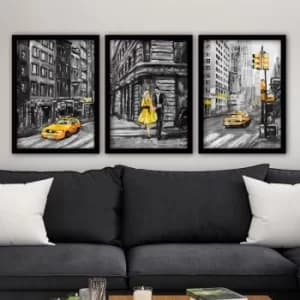 3SC150 Multicolor Decorative Framed Painting (3 Pieces)