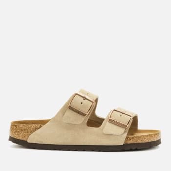 Birkenstock Womens Arizona Slim Fit Sfb Suede Double Strap Sandals - Taupe - EU 38/UK 5