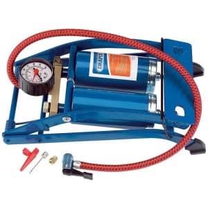 Draper Double Cylinder Foot Pump with Pressure Gauge