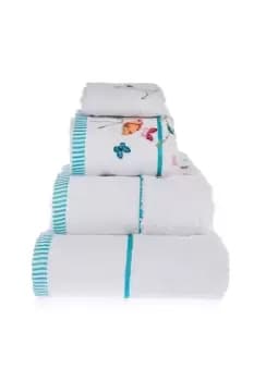 Turkish Cotton Embroidered Butterfly White Towel