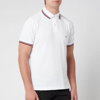 Tommy Hilfiger Mens Core Tommy Tipped Polo Shirt - White - M