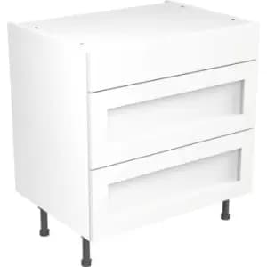 Kitchen Kit Flatpack Shaker Kitchen Cabinet Base 3 Drawer Unit Ultra Matt 800mm in White MFC