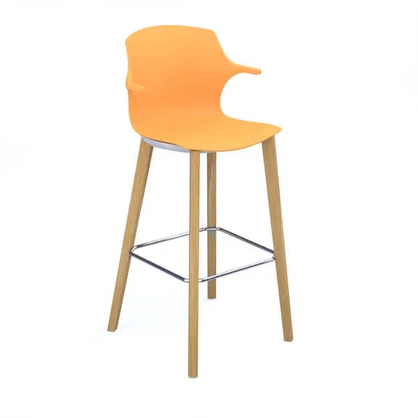 Roscoe High Multi - Purpose Stool with Natural Oak Legs with Arms - Warm Yellow