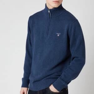 Gant Mens Casual Cotton Half Zip Sweatshirt - Marine Melange - S