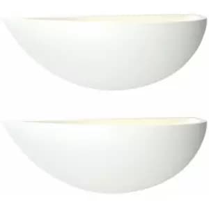 2 pack Dimmable LED Wall Light Primed White (ready to paint) Up Lighting Bowl