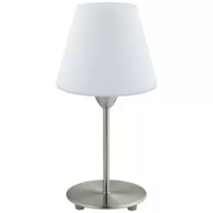 Netlighting Damasco Table Lamp with Round Tapered Shade Satin Nickel