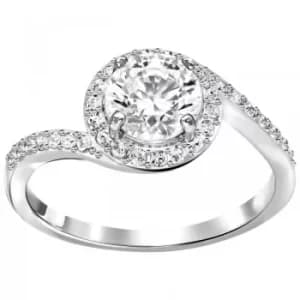 Ladies Swarovski Rhodium Plated Size Q Attract Light Ring 58