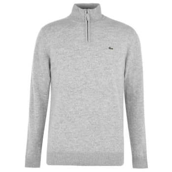 Lacoste Quarter Zip Knit Sweater - Grey
